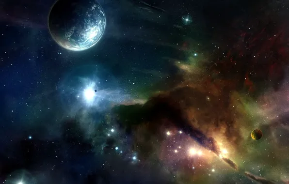 Space, stars, planet