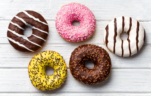 Chocolate, Board, Sweets, Food, Donuts