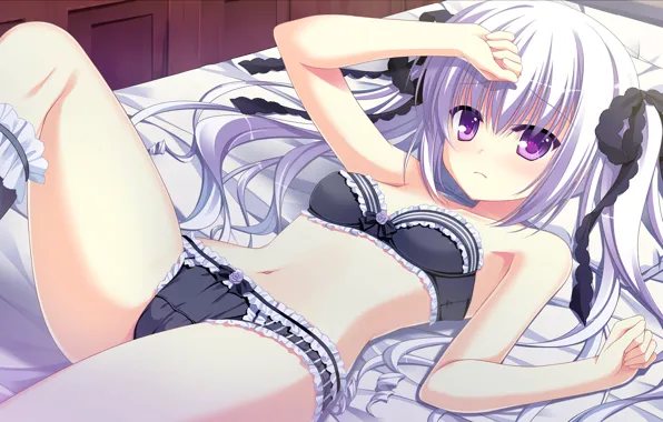 Picture girl, sexy, lingerie, bra, cleavage, panties, long hair, boobs