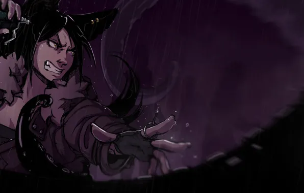 Rain, anger, pomegranate, zombies, girl, zombie, Art, rain