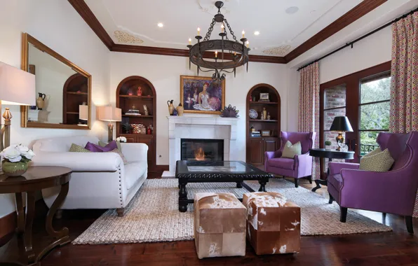 Picture picture, sofa, carpet, table, mansion, living room, mirror, fireplace