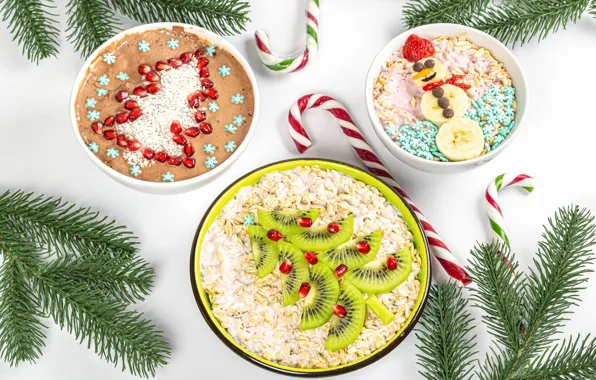 Branches, tree, kiwi, candy, New year, fruit, banana, Christmas