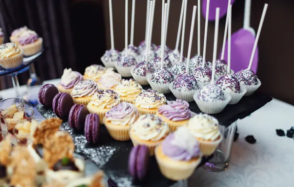 Candy, dessert, sweet, macaron, cupcakes