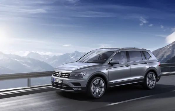 Picture mountains, grey, Volkswagen, the fence, Tiguan