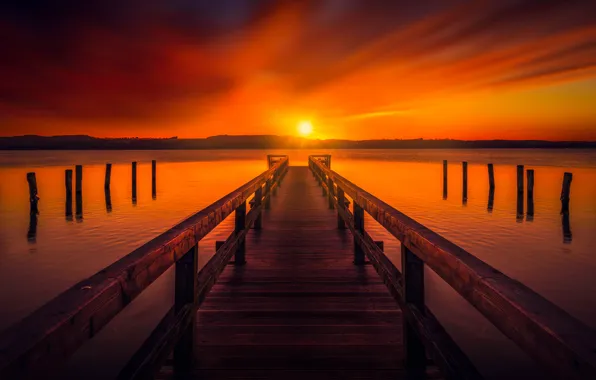 Sunset, Marina, pond