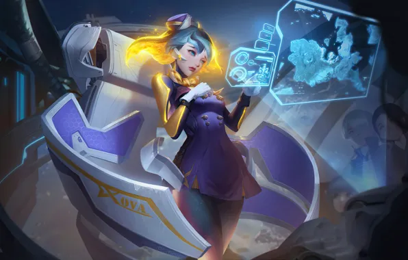 Fiction, Girl, hologram, Blue Hair, Arena of Valor