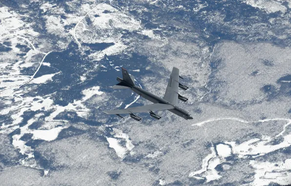 Flight, landscape, Boeing, bomber, strategic, heavy, STRATO fortress, B-52H