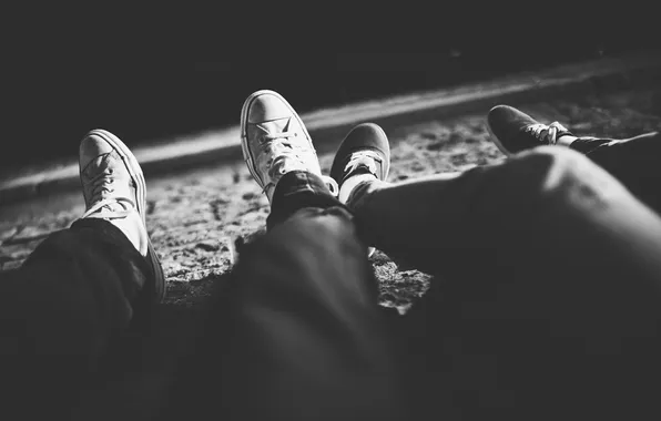 Picture feet, sneakers, black and white