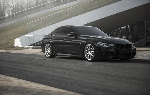 BMW, black, tuning, 335i, F30, stance