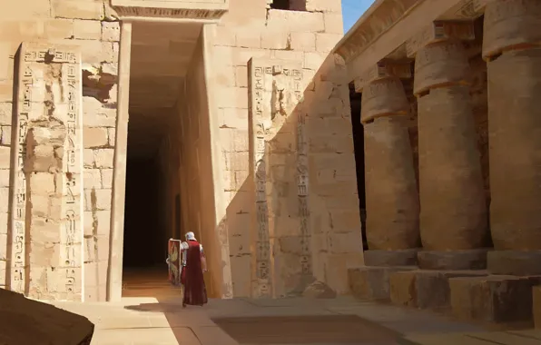 Picture warrior, egyptian temple, A Soldier really far from his Home