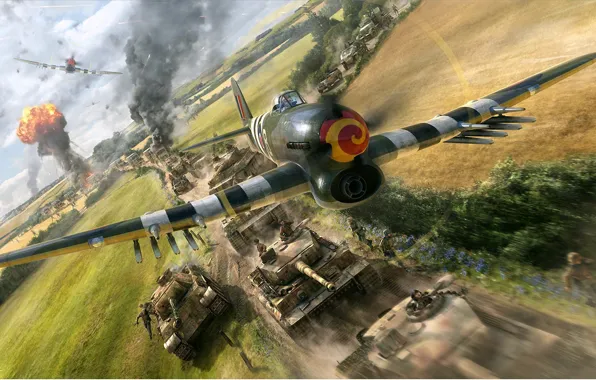 The plane, fighter, art, bomber, British, the second world war, RAF, WW2
