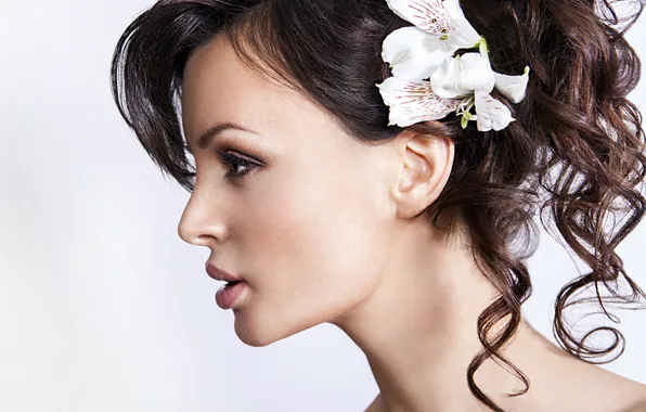 Picture hairstyle, flower, brunette