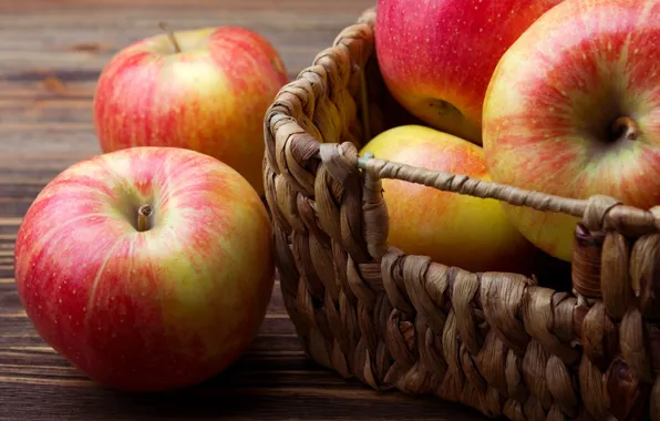 Picture background, Wallpaper, basket, apples, Apple, food, red, wallpaper