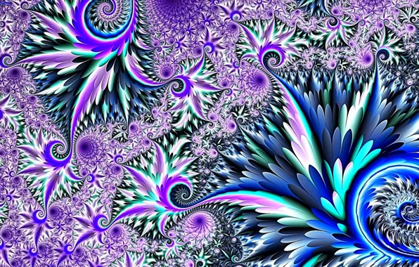 Winter, abstraction, rendering, fantasy, fractals, picture, frosty pattern