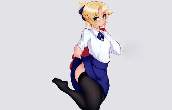 Girl, sexy, thighhighs, green eyes, anime, beautiful, short hair, pretty