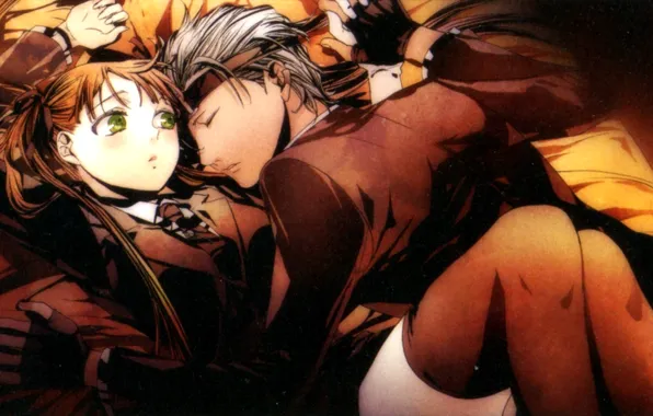 Stockings, costume, tie, gloves, green eyes, eye patch, Debit, Felicita