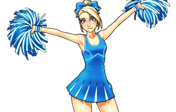 Picture girl, art, blonde, uniform, A cheerleader