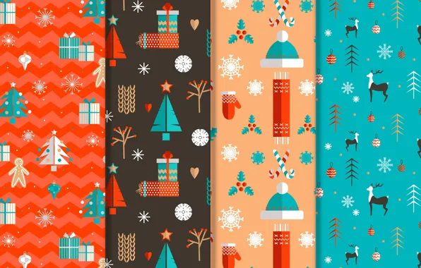 Winter, New year, christmas, design, pattern, decor, collection, flat