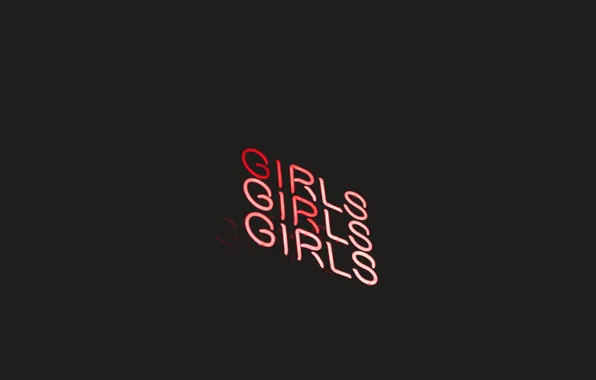 The inscription, neon, advertising, black background, girls