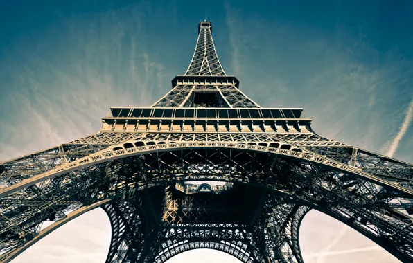 The sky, France, Paris, symbol, Eiffel tower, Paris, architecture, attraction