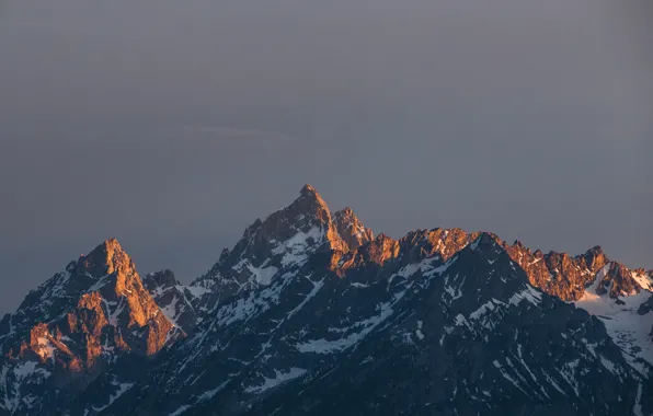 The sky, snow, mountains, nature, rocks