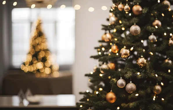 Balls, Christmas, New year, tree, gold plated, herringbone, elegant, gold