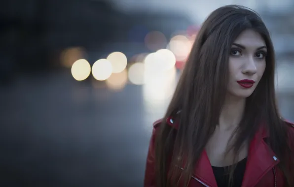 Look, face, model, lipstick, jacket, leather, Daniela