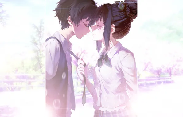 Romantic Anime Couple Kiss Wallpaper Download