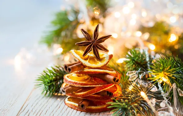 Shine, new year, orange, cinnamon, garland