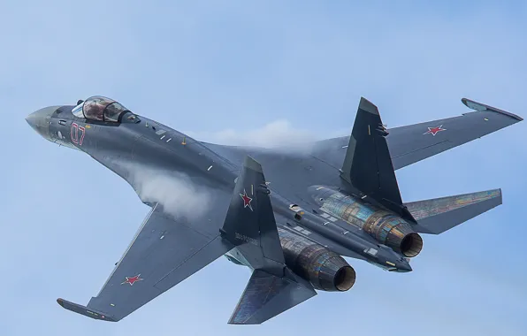 The sky, fighter, flight, Su-35, jet, multipurpose, super-maneuverable