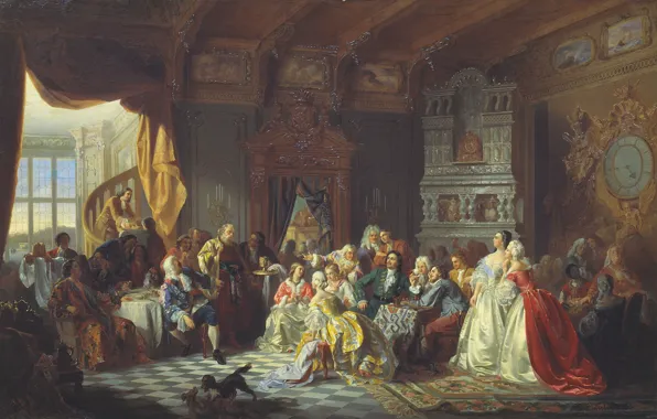 Picture feast, dogs, STANISLAV KHLEBOVSKOE, The Assembly under Peter the great