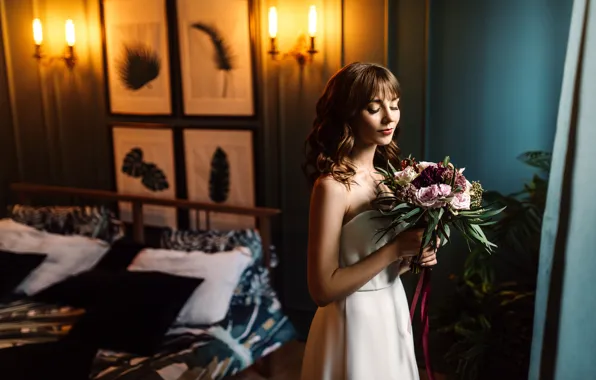 Picture girl, bouquet, dress, Alena, Igor Kondakov, Igor Kondukov