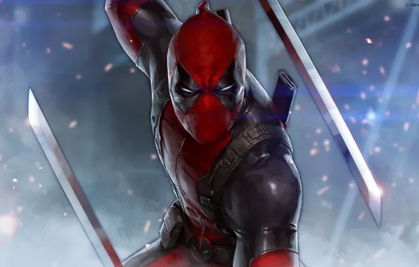 Figure, Sword, Mask, Swords, Art, Art, Deadpool, Marvel