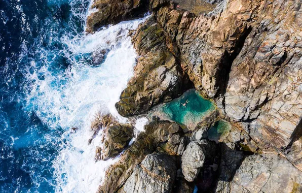 Picture sea, rocks, The Caribbean sea, French Antilles, French West Indies