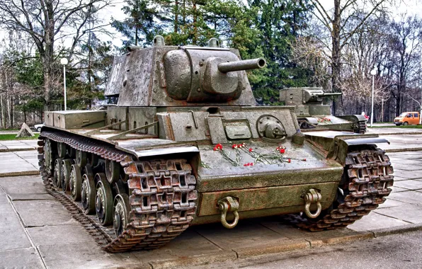 Picture flowers, memory, monument, tanks, memorial, clove, Soviet