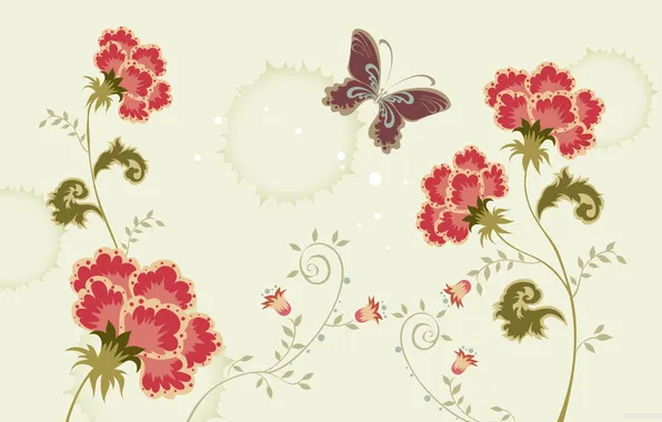 Picture background, butterfly, Flowers