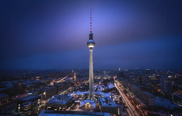 Tower, Germany, night, Berlin, TV tower