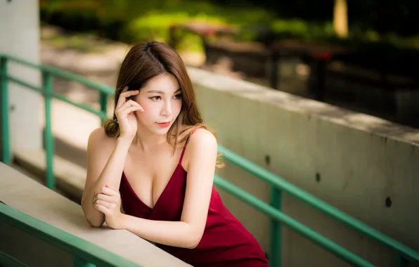 Girl, Asian, cutie, bokeh