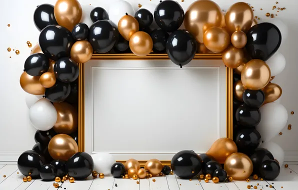 Balls, balloons, wall, holiday, balls, Board, frame, Shine