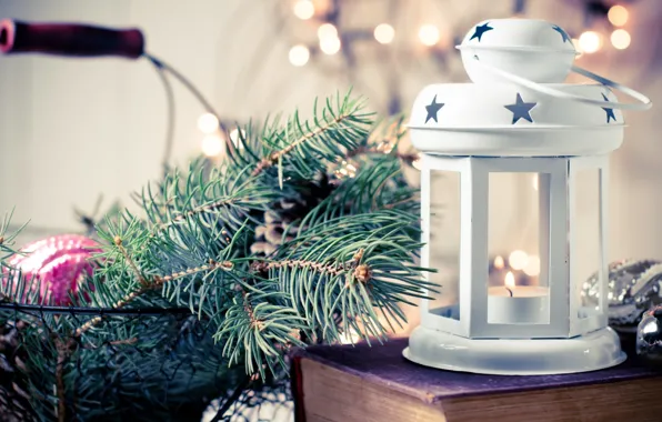 Picture winter, new year, Christmas, candle, lantern