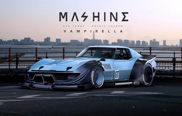 The city, building, car, promenade, VAMPIRELLA