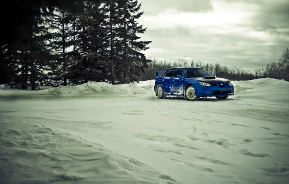 Winter, snow, Subaru, STI