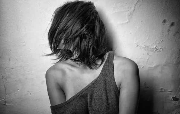 Picture girl, wall, hair