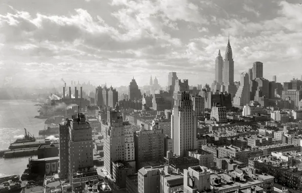 Retro, home, New York, panorama, USA, Manhattan, 1931-the year