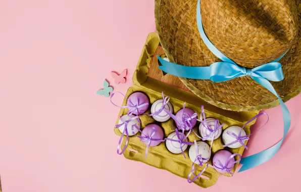 Picture butterfly, spring, hat, Easter, wood, spring, Easter, purple