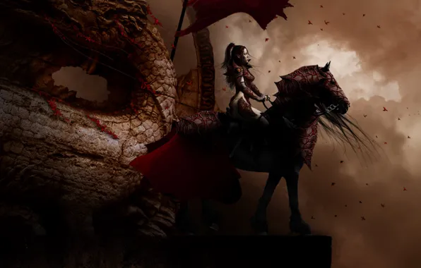 Picture fantasy, dragon, rider
