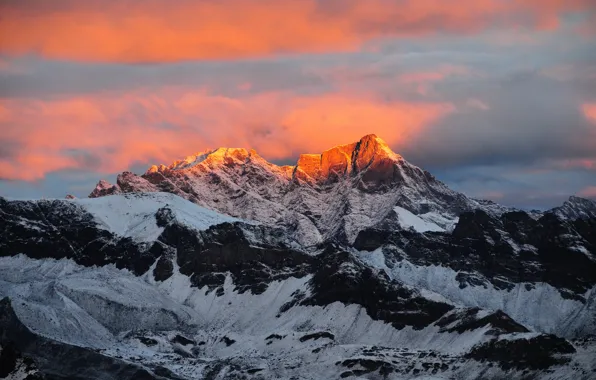 Picture light, sunset, mountains, the evening, Alps, Italy, peaks