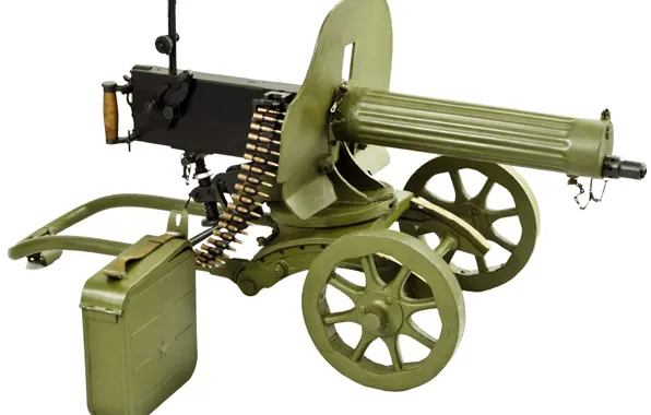Picture weapons, machine gun, WWII, bokeh, WW2, wallpaper., Maxim, ammunition, the camouflage equipment