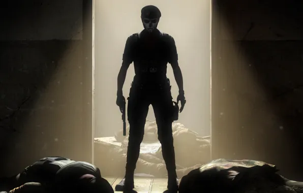 Girl, rendering, gun, skull, mask, Tom Clancy, the corpse, rainbow six siege