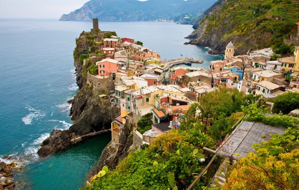 Sea, rocks, coast, home, Italy, Italy, Cinque Terre, Cinque Terre